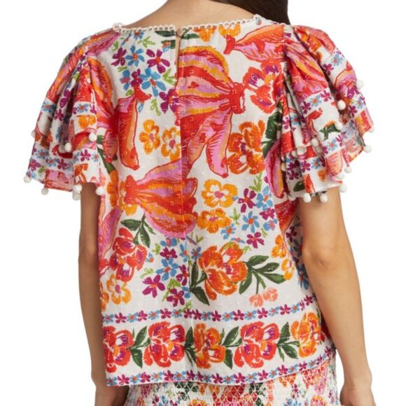 Farm Rio XS Spring Bananas Pintuck Blouse Colorful - Picture 9 of 10